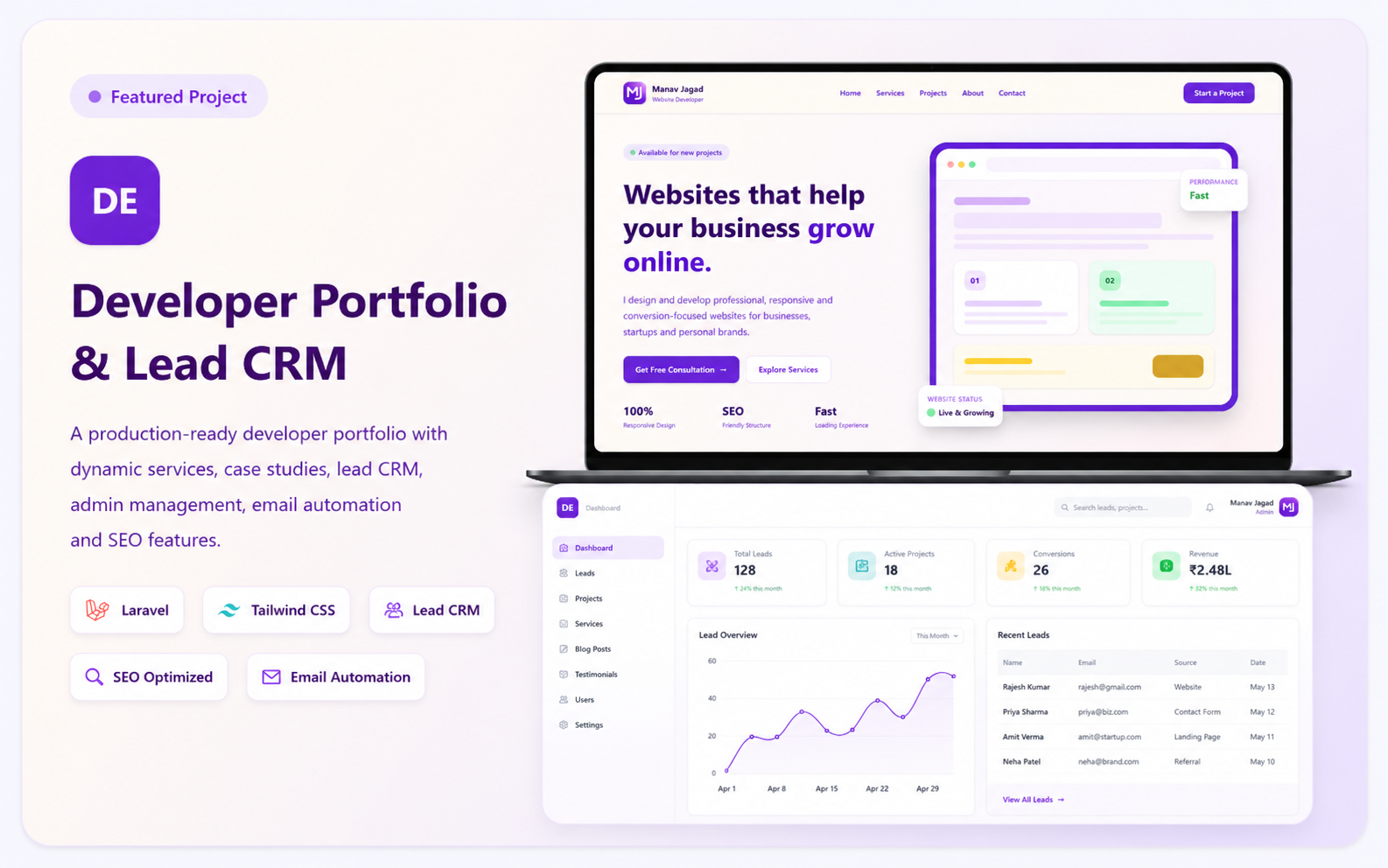 Developer Portfolio & Lead CRM